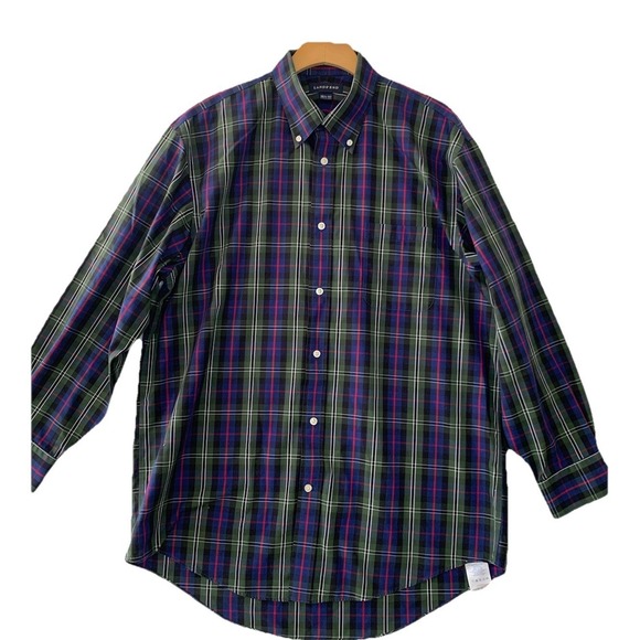 Lands' End Other - Lands End Mens Plaid Button Down Shirt 16 1/2 32 Blue Green Red Long Sleeve